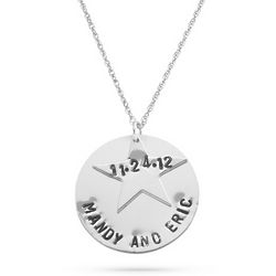 Hand Stamped Sterling Silver Couples Star and Disc Necklace
