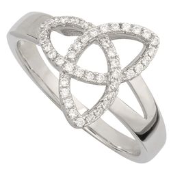 Sterling Silver and Cubic Zirconia Trinity Knot Ring