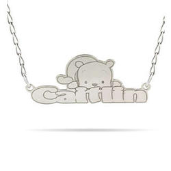 Sterling Silver Winnie The Pooh Personalized Nameplate Necklace