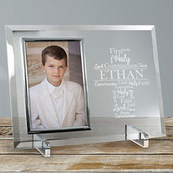 Engraved First Communion Word-Art Glass Picture Frame