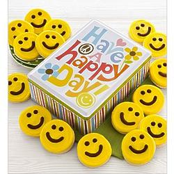Have a Happy Day Gift Tin with Smiley Face Cookies