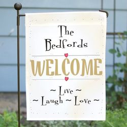 Personalized Live, Laugh, Love Welcome Garden Flag