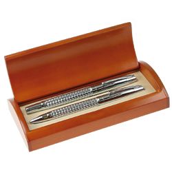 Personalized Diamond-Cut Ballpoint Pen and Roller Ball Pen Set