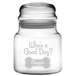 Personalized Who's a Good Dog? Glass Treat Jar