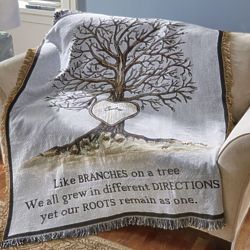 Personalized Family Tree Heart Throw Blanket