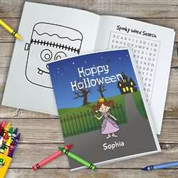 Personalized Halloween Characters Coloring Book and Crayons