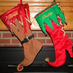 Glittery Elf Style Personalized Christmas Stocking