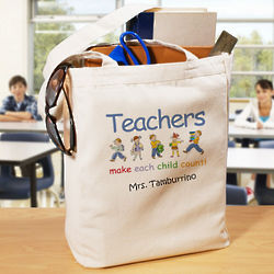 Make Each Child Count Personalized Canvas Teacher Tote Bag