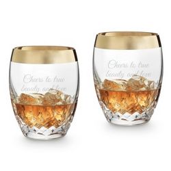Personalized Lismore Essence Gold Band Old Fashioned Glasses