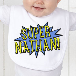 Personalized Super Hero Baby Bib