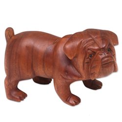 Fierce Bulldog Wood Sculpture