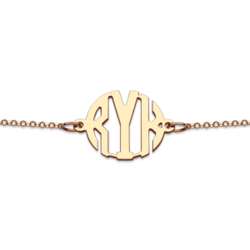 Gold Over Sterling Circle Monogram Bracelet