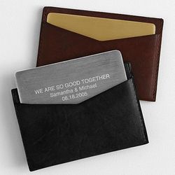 Men's Hidden Message Leather Business Card Case