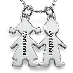 Personalized Kids Holding Hands Charm Necklace