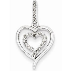 Embracing Hearts Sterling Silver and Diamond Pendant Necklace