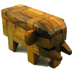 Wooden Elephant Kumiki 3D Brain Teaser Puzzle