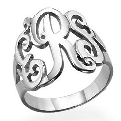 Personalized Monogram Silver Chic Ring