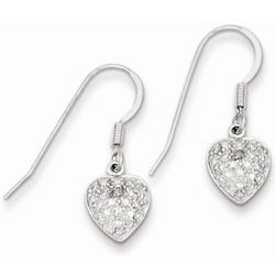 Genuine Diamond and Sterling Silver Heart Earrings