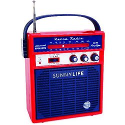 Retro Sounds Radio in Cherry Tomato Red and Blue