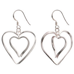 Double Hearts Sterling Silver Earrings