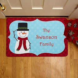 Personalized Cheerful Snowman Doormat