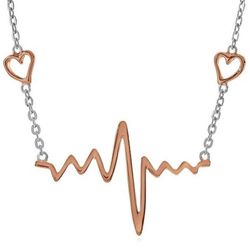 Heartbeat Necklace in 14K Rose Gold & Sterling Silver