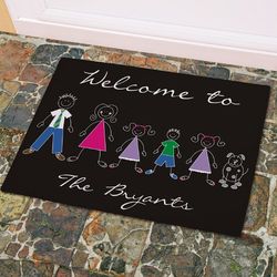 Personalized Stick Family Welcome Doormat