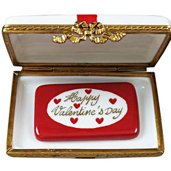 Happy Valentine's Day Limoges Gift Box with Red Bow