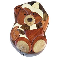Winter Bear Secret Wooden Puzzle Box