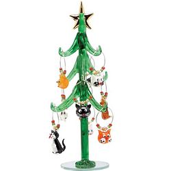 Cat Wine Charms with Blown Glass Display Tree