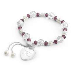 Personalized Purple Lariat Heart Charm Bracelet