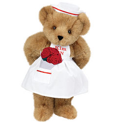 Nurse Teddy Bear with Red Roses
