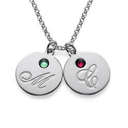 Multiple Initial Pendant Necklace with Birthstones