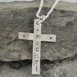 Sterling Silver Hand Stamped Cross Necklace