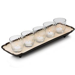 Countryside Harvest Linear Tray with Fluted Glass Votives