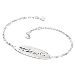 Bridal Party Personalized Silver-Plated ID Bracelet