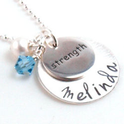 Personalized Strength Hand Stamped Necklace