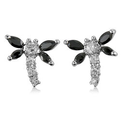 Dragonfly Black and White Earrings