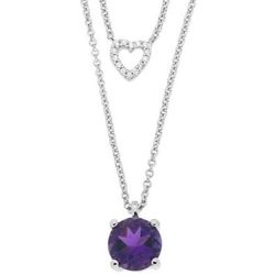 Amethyst & Diamond Layered Necklace in Sterling Silver