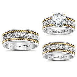 His and Hers Personalized Western Diamonesk Wedding Rings