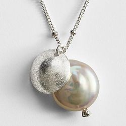 Sterling Silver Coin Pearl Necklace