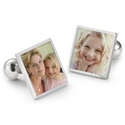 Sterling Silver Custom Photo Cufflinks with Complimentary Weave