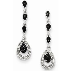 Sterling Silver .25 Carat Black and White Diamond Earrings
