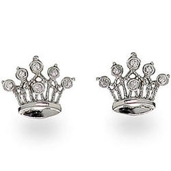 Sterling Silver Crown Jewels Earrings