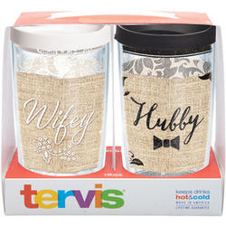 Wifey and Hubby Wraps with Lids 16-Ounce Tumblers Set