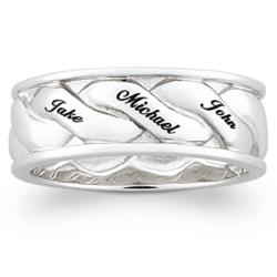 Sterling Silver Woven Family Name Bar Band