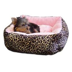 Anima Ultra Plush Pink Leopard Dog Bed