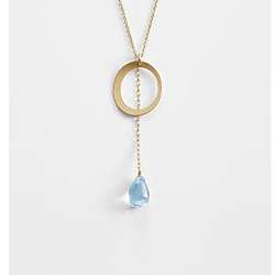 Feminine 14 Karat Gold and Blue Topaz Necklace