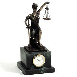 Kneeling Lady Justice Clock and Statue