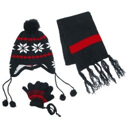 Kids Snowflakes Peruvian Hat, Scarf and Gloves Gift Set
